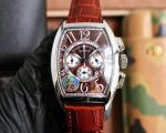 Franck Muller Casablanca 42*55mm Quartz Movement Brown Face Calfskin Band White Gold Watch